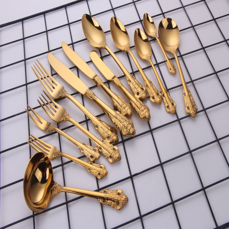 modern silverware cutlery set inox wholesale wedding 18/10 stainless steel gold flatware set