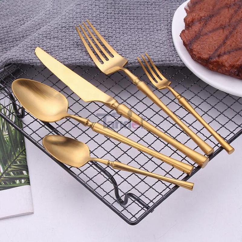 slim waist style pvd coating flatware stainless steel matte gold cutlery set  1 buyer
