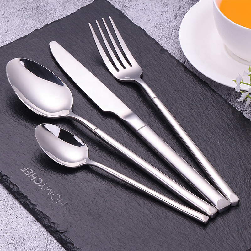 smooth easy cleaning modern silver ware flatware spoon and fork set stainless steel silver cutlery