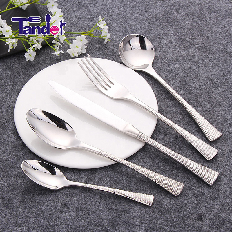 modern exquisite shiny high quality 1810 stainless steel silver hotel wedding flatware