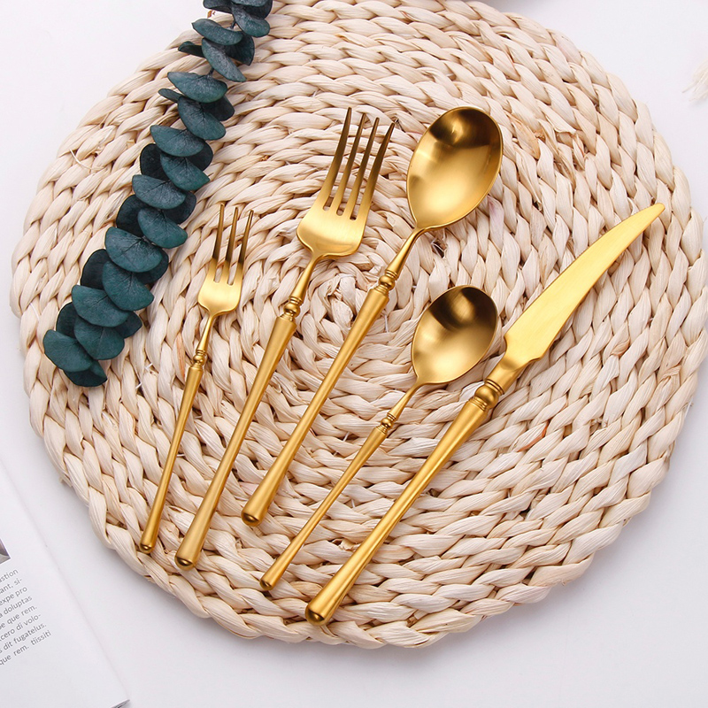 catering metal material matte wedding sand polish stainless steel cutlery spoons forks and knives for events