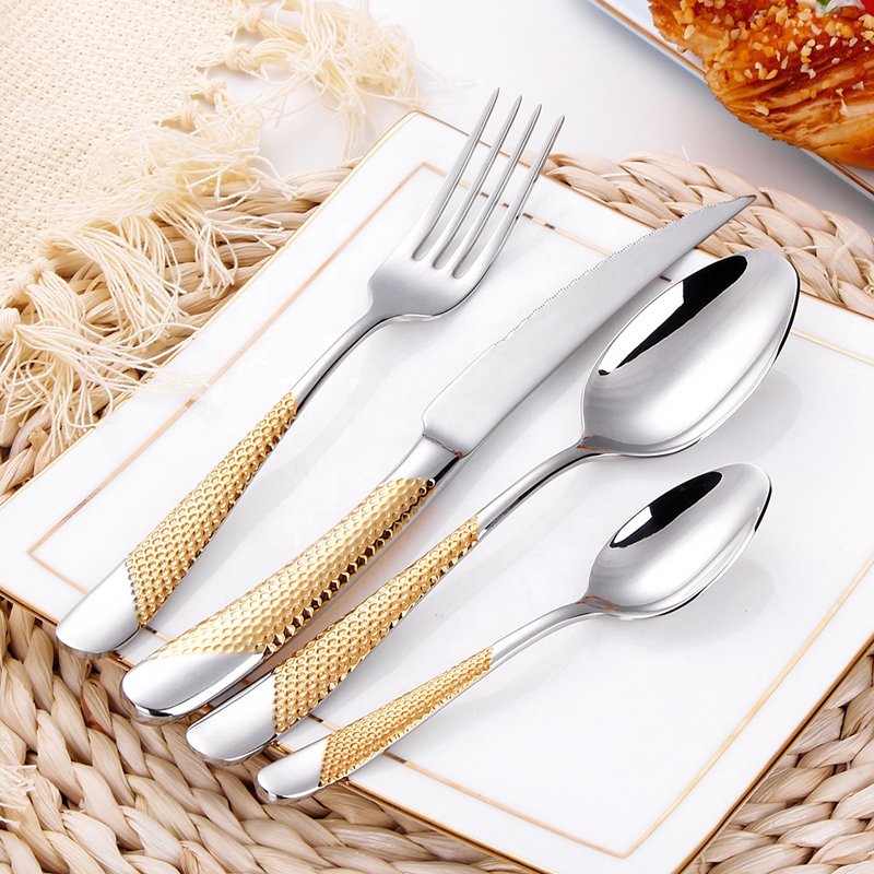 golden flatware 304 high end stainless steel gold plated cutlery set