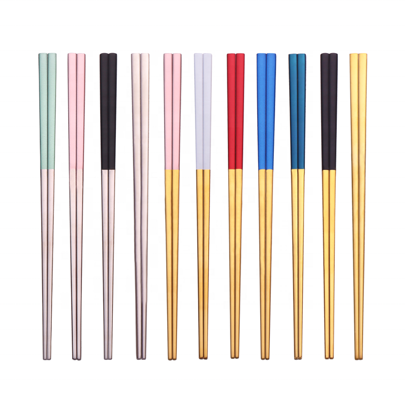 korean custom color metal sus 304 stainless steel metal titanium chopsticks with custom logo