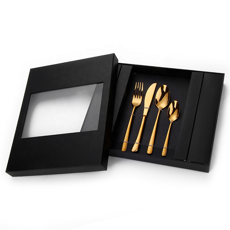 16/20/24 pieces stainless steel gold flatware 16 20 24 pcs cutlery set with box