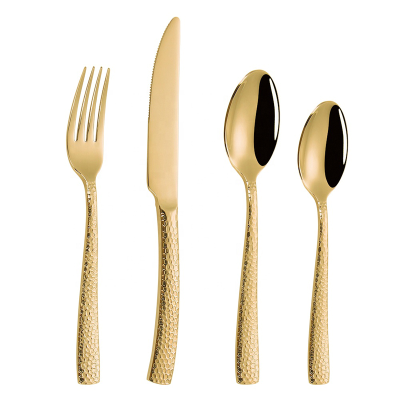 creative design shiny gold cutlery dining set flatware wholesale