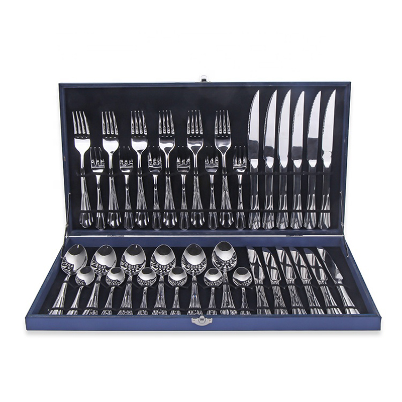 Chile 36pcs cutlery set 18/0 stainless steel silverware flatware set with wooden gift box