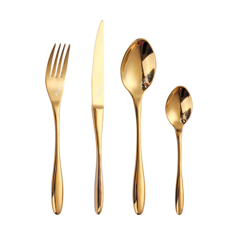 high quality customize laser pattern flatware luxury stainless steel cutlery set 18/10