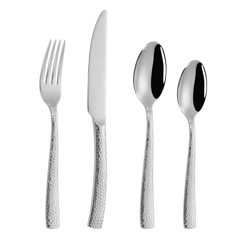 mirror silver unique style eco friendly shiny stainless steel cutlery set flatware