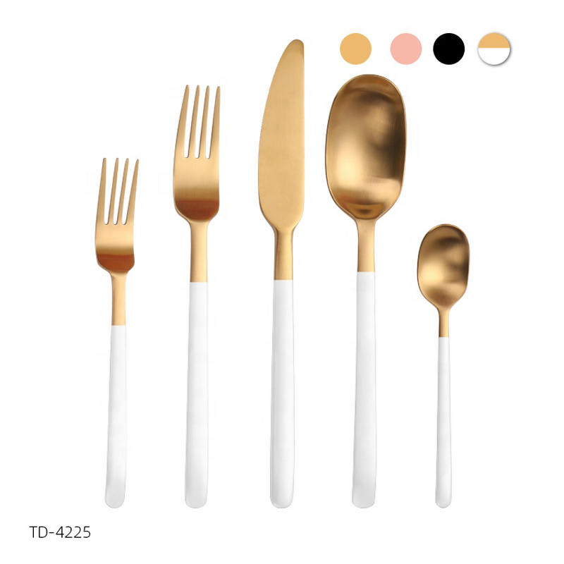 White and Gold Flatware PVD Coating Stainless Steel White Cutlery Set