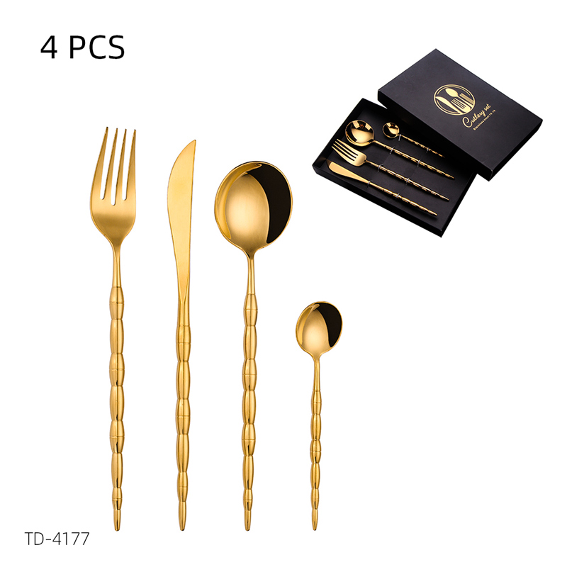 high level 18/8 mirror polish gift box stainless steel flatware golden pvd coating dinner royal gold cutlery gift set