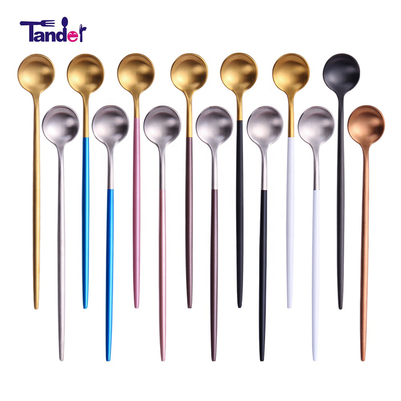 high quality pvd coating multiple colour gold pink 304 stainless steel ice spoon