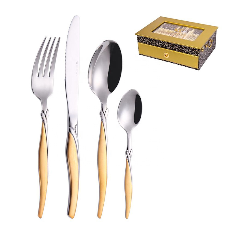 72/84/86 Gottinghen Stainless Steel Flatware Gold 86 Pcs Cutlery Set with wooden case