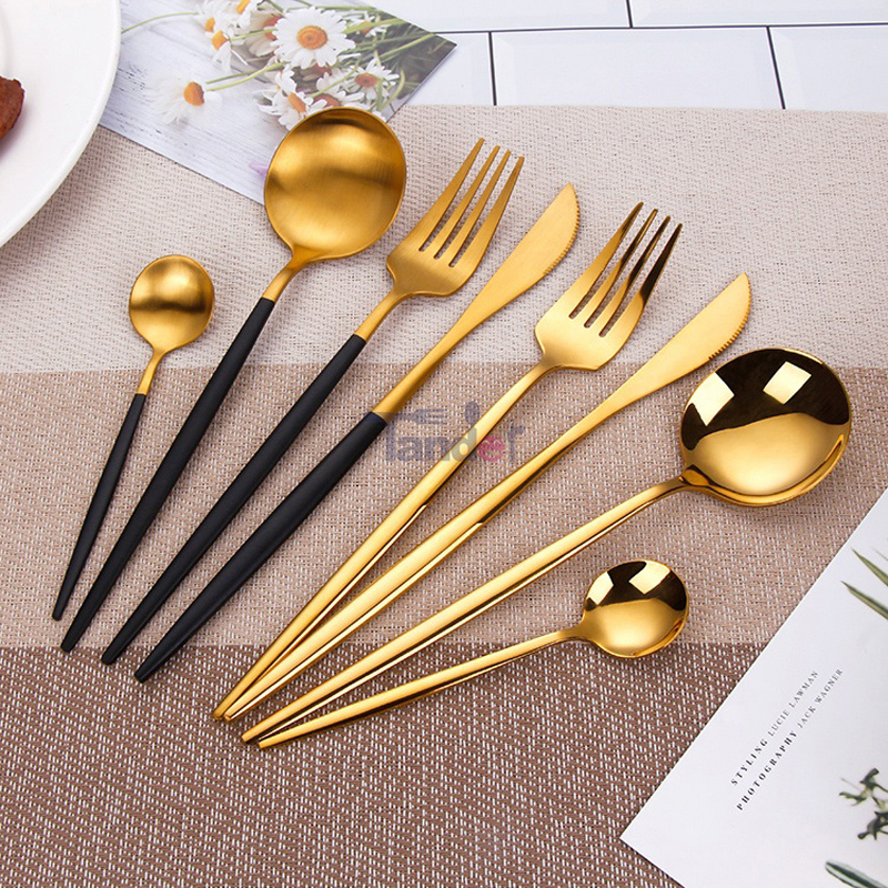 4Pcs Stainless Steel Dinnerware Set Gold Cutlery Spoon Fork Knife For Kitchen Dinner Flatware Set