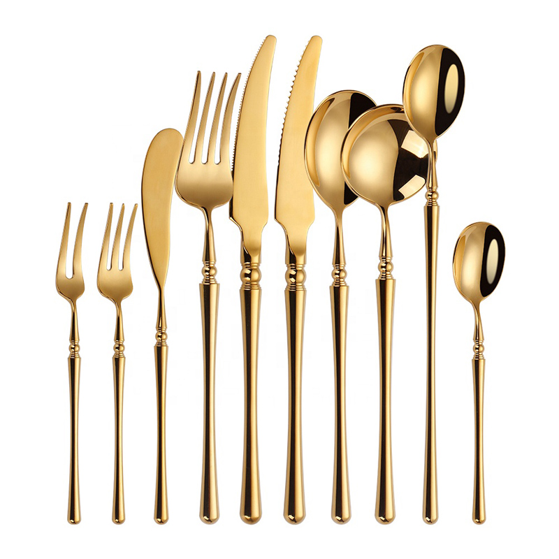 Elegant Bulk Gold Flatware Stainless Steel Cutlery Set Spoons Forks And Knives For Events