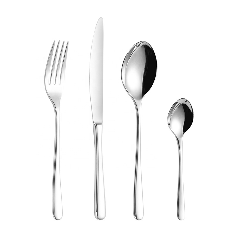 Modern Silver Stainless Steel High Quality Silverware Reusable Cutlery Wedding Flatware Set