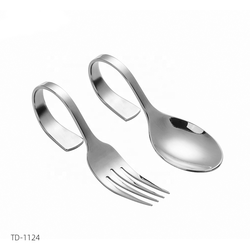hotel wholesale restaurant buffet stainless steel seafood curved spoon and seafood bent fork