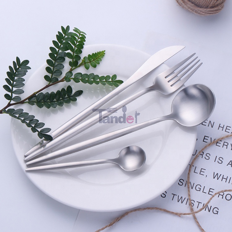 unique design reusable matte stainless steel cutlery set