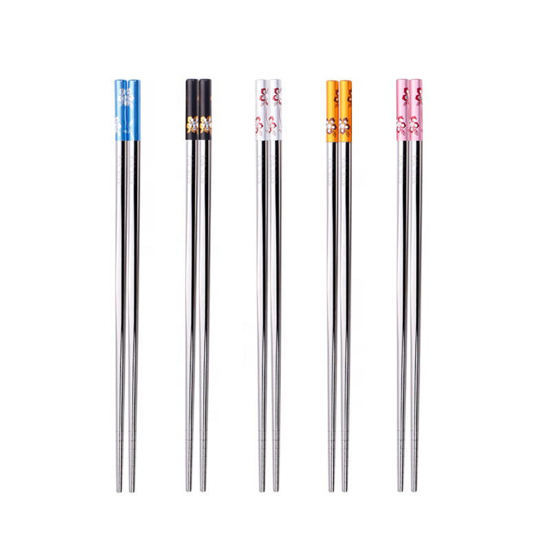 Elegant Restaurant Colorful Stars Pattern Diamond Style Round 23cm 304 Direct Wholesale Stainless Steel Chopsticks for Sale