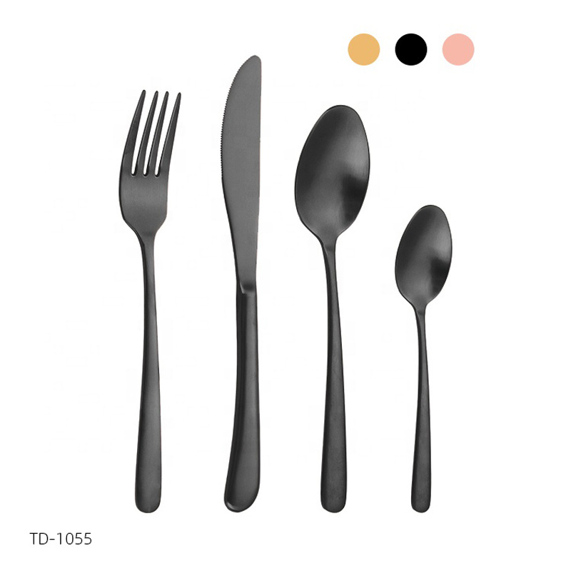 stainless steel metal mirror novel personalized flatware set french banquet metal black cutlery